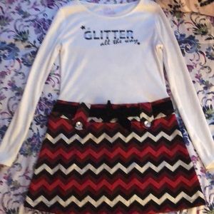 Sparkly red, white, and silver dress